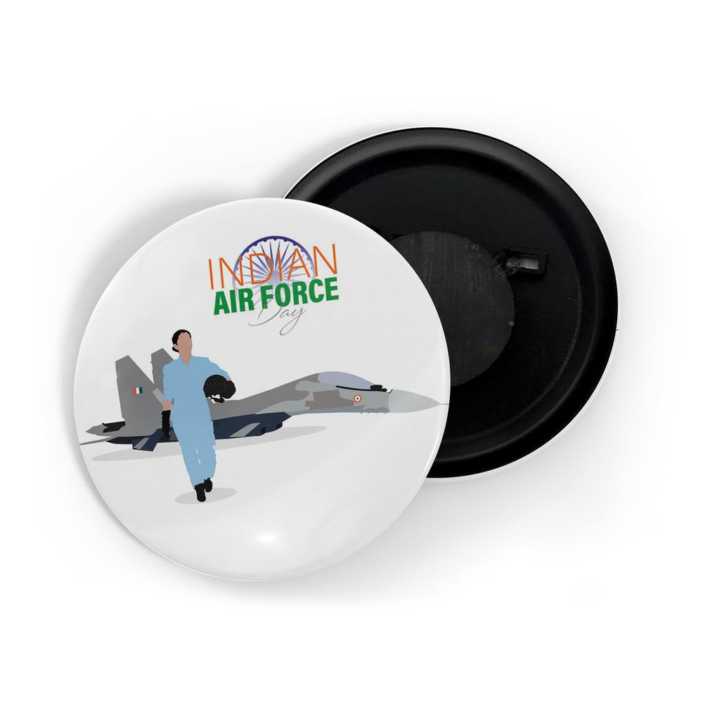 dhcrafts Fridge Magnet White Indian Air Force D2 Glossy Finish Design Pack of 1 (58mm)